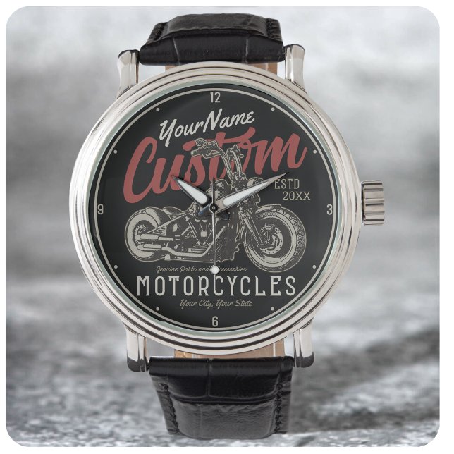 Personalized Motorcycle Rebel Cruiser Biker Garage Watch (Creator Uploaded)