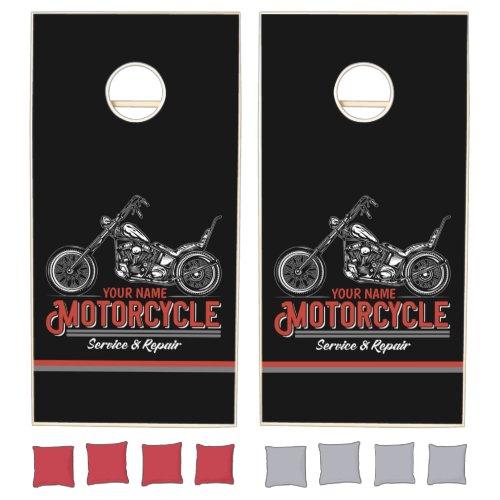 Personalized Motorcycle Service Biker Repair Shop  Cornhole Set