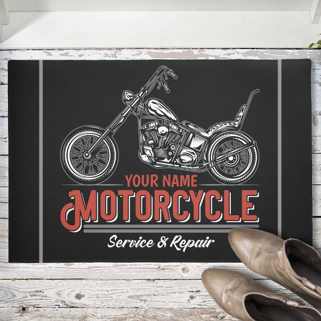 Personalized Motorcycle Service Biker Repair Shop  Doormat (Creator Uploaded)
