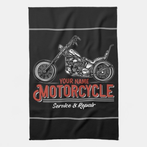 Personalized Motorcycle Service Biker Repair Shop  Kitchen Towel