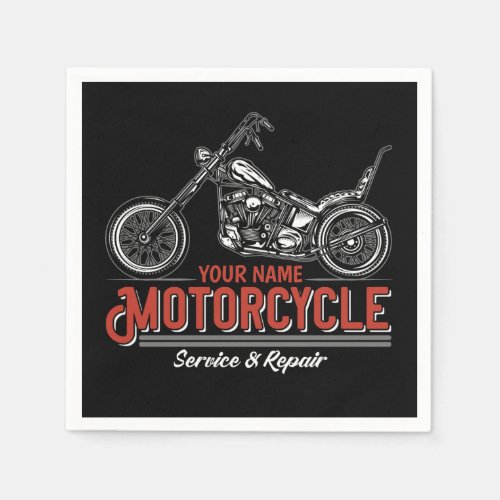 Personalized Motorcycle Service Biker Repair Shop Napkins