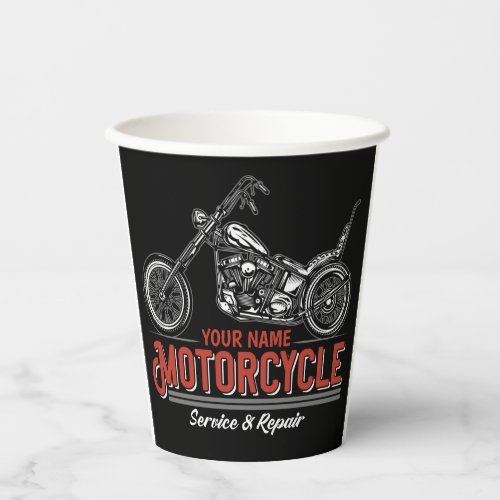 Personalized Motorcycle Service Biker Repair Shop Paper Cups