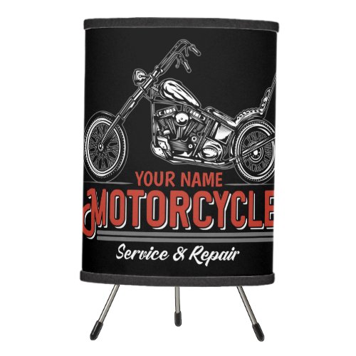 Personalized Motorcycle Service Biker Repair Shop Tripod Lamp