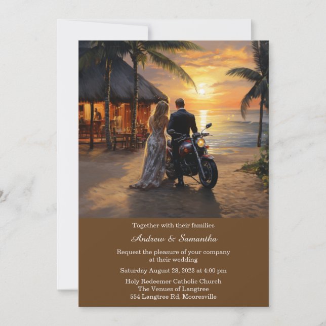Personalized  Motorcycle Wedding  Invitation (Front)