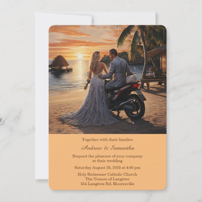 Personalized  Motorcycle Wedding  Invitation (Front)