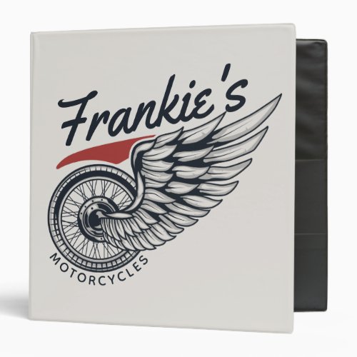Personalized Motorcycles Flying Tire Biker Shop  3 Ring Binder