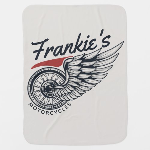 Personalized Motorcycles Flying Tire Biker Shop Baby Blanket