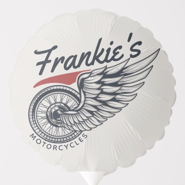 Personalized Motorcycles Flying Tire Biker Shop Balloon (Front)