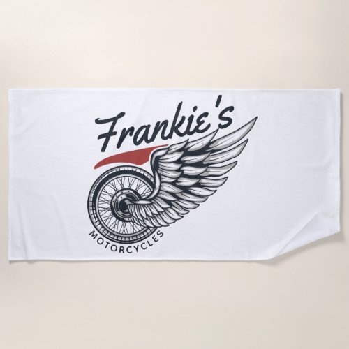 Personalized Motorcycles Flying Tire Biker Shop Beach Towel
