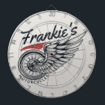 Personalized Motorcycles Flying Tire Biker Shop Dart Board<br><div class="desc">Personalized NAME Vintage Motorcycles Cycle Biker Speed Shop Design,  featuring flying tire artwork - Customize with your Name or Custom Text!</div>