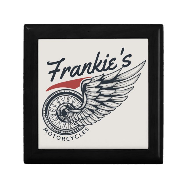 Personalized Motorcycles Flying Tire Biker Shop Gift Box (Front)