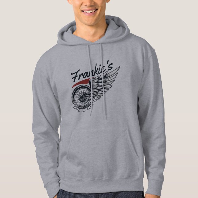 Personalized Motorcycles Flying Tire Biker Shop  Hoodie (Front)