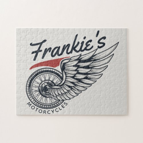 Personalized Motorcycles Flying Tire Biker Shop  Jigsaw Puzzle