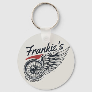 Personalized Motorcycles Flying Tire Biker Shop Keychain