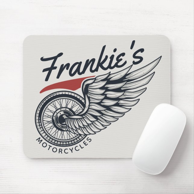 Personalized Motorcycles Flying Tire Biker Shop Mouse Pad (With Mouse)