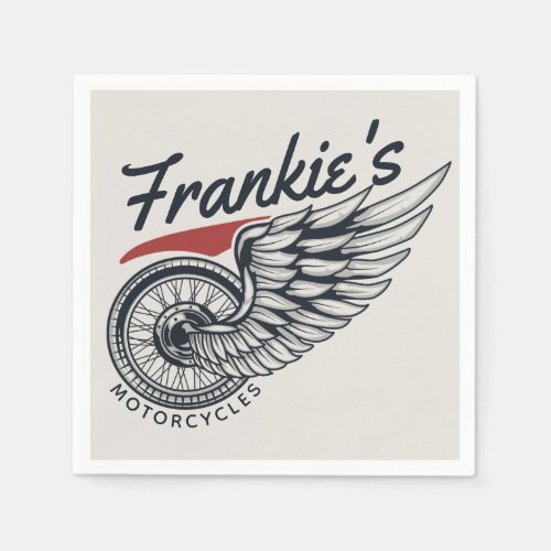 Personalized Motorcycles Flying Tire Biker Shop  Napkins