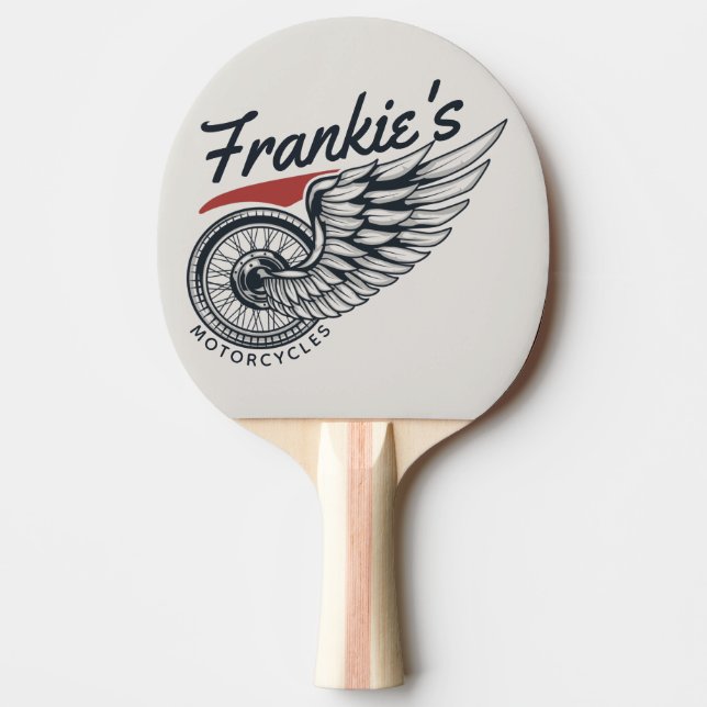 Personalized Motorcycles Flying Tire Biker Shop Ping Pong Paddle (Front)