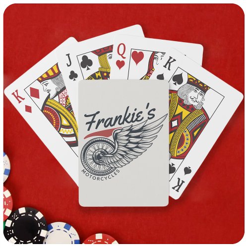 Personalized Motorcycles Flying Tire Biker Shop Playing Cards