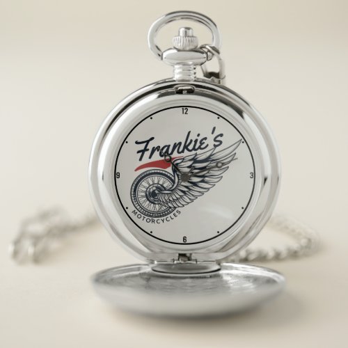 Personalized Motorcycles Flying Tire Biker Shop  Pocket Watch