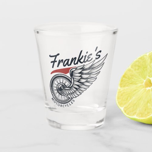 Personalized Motorcycles Flying Tire Biker Shop  Shot Glass