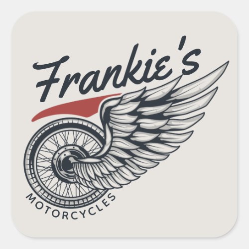 Personalized Motorcycles Flying Tire Biker Shop Square Sticker