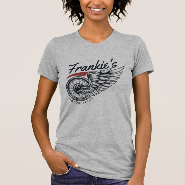 Personalized Motorcycles Flying Tire Biker Shop  T-Shirt (Front)