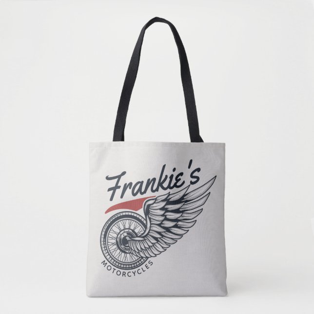 Personalized Motorcycles Flying Tire Biker Shop  Tote Bag (Front)