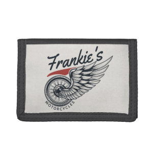Personalized Motorcycles Flying Tire Biker Shop Trifold Wallet