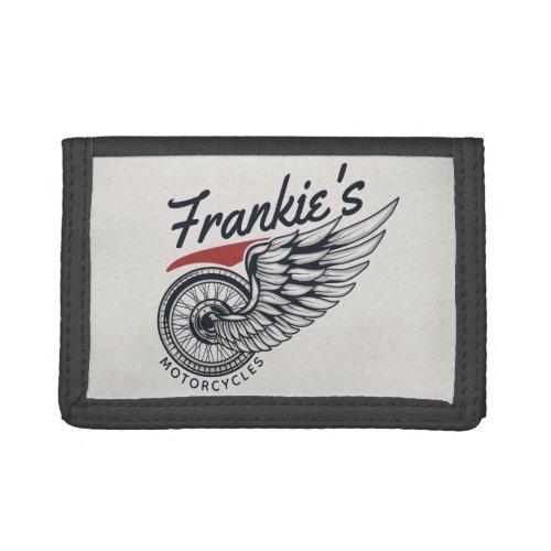 Personalized Motorcycles Flying Tire Biker Shop  Trifold Wallet
