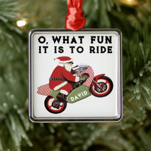Personalized Motorcyclist Christmas Metal Ornament