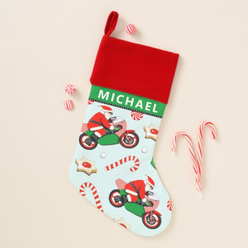 Personalized Motorcyclist Motorcycle Holiday Gift Christmas Stocking