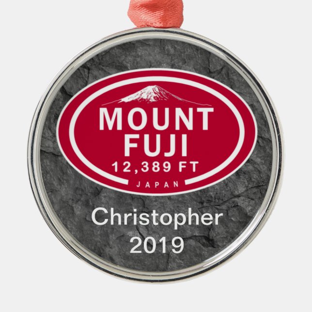 Personalized Mount Fuji 12,389 FT Japan Mountain Metal Ornament (Front)