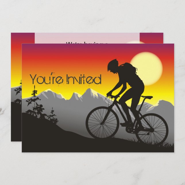 Personalized Mountain Bike Biking Birthday Invitation (Front/Back)