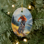Personalized Mountain Bike Biking Christmas Ceramic Ornament<br><div class="desc">Personalized Mountain Bike Christmas Ceramic Ornament for Men</div>
