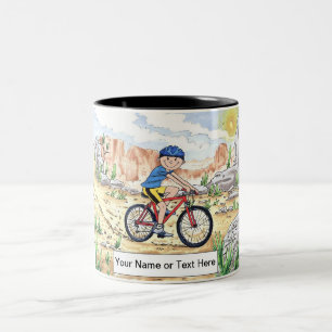 Personalized Mountain Bike - Male Cartoon Two-Tone Coffee Mug