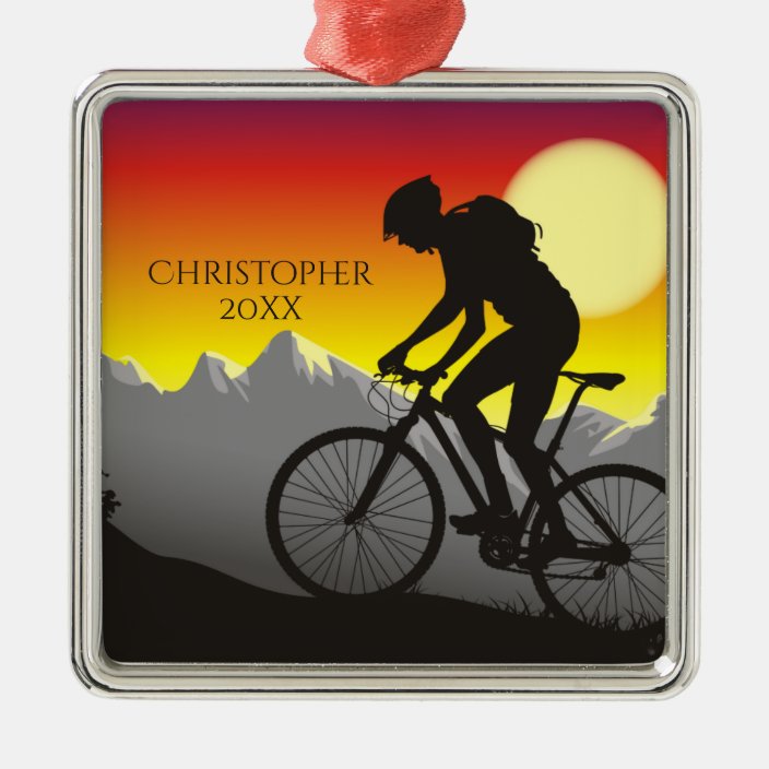 Personalized Mountain Biker Biking Christmas Metal Ornament Zazzle