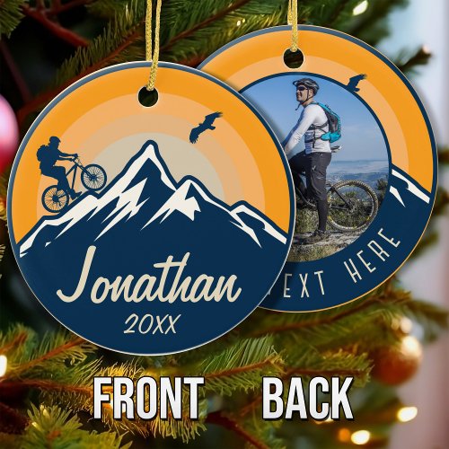 Personalized Mountain Biking Cyclist Road Bike Ceramic Ornament