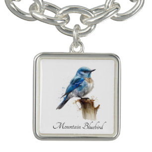 Personalized Mountain Bluebird Watercolor Bracelet