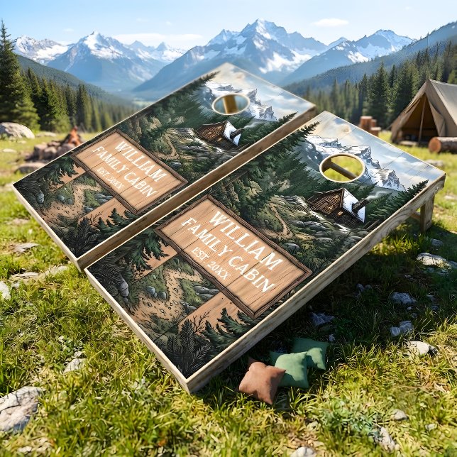 Personalized Mountain Cabin Cornhole Set (Creator Uploaded)