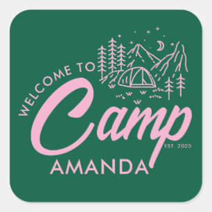 Personalized Mountain Camp Bachelorette Party Square Sticker