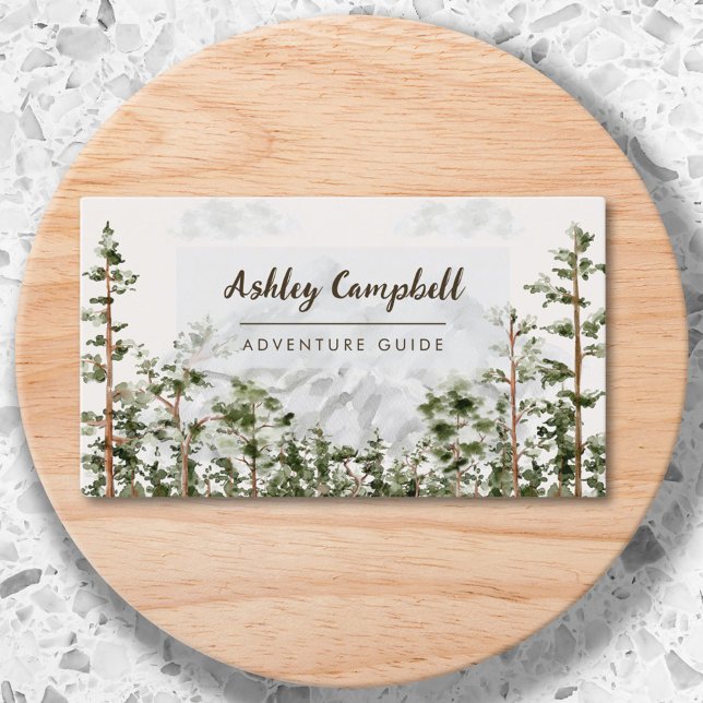 Personalized Mountain Forest Nature Business Card (Close up)
