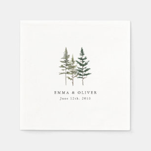 Personalized Mountain Forest Pine Tree Wedding Napkins