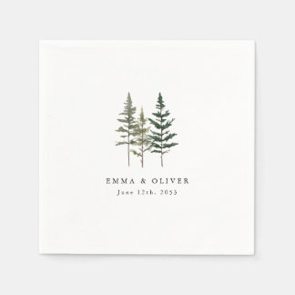 Personalized Mountain Forest Pine Tree Wedding Napkins