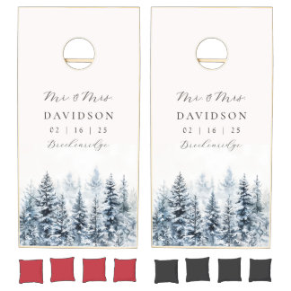 Personalized Mountain Forest Wedding Cornhole Set