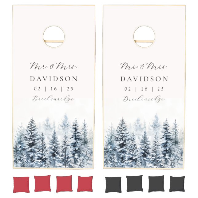 Personalized Mountain Forest Wedding Cornhole Set (Set)