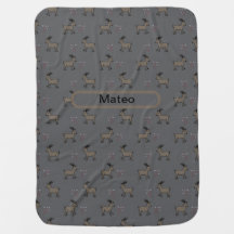 Personalized Mountain Goats Gray Brown Baby Blanke