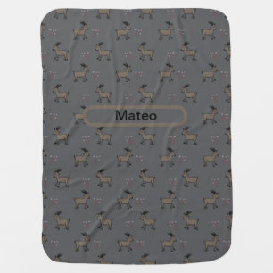 Personalized Mountain Goats Gray Brown Baby Blanke Blanket