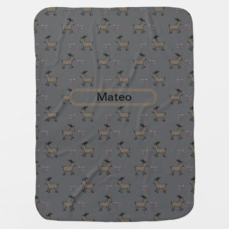 Personalized Mountain Goats Gray Brown Baby Blanke Blanket