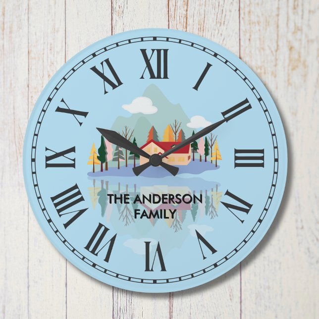 Personalized Mountain Lake Family Wall Clock  (Creator Uploaded)