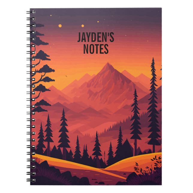Personalized Mountain Landscape Sunset Notebook (Front)